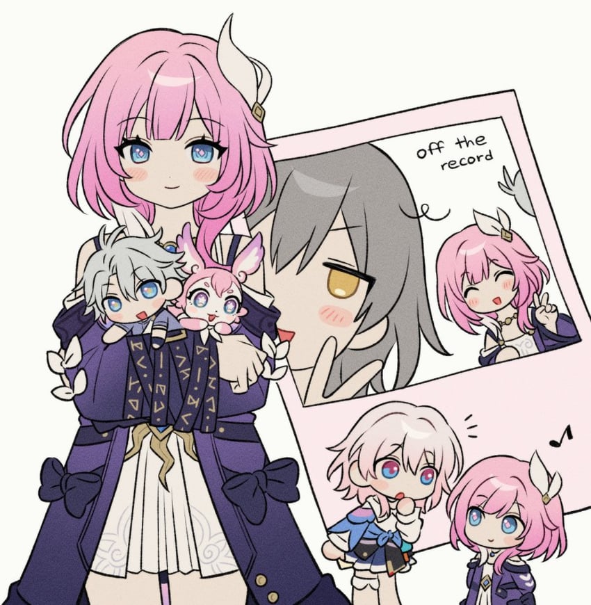 trailblazer, stelle, march 7th, phainon, cyrene, and 1 more (honkai and 1 more) drawn by clunch