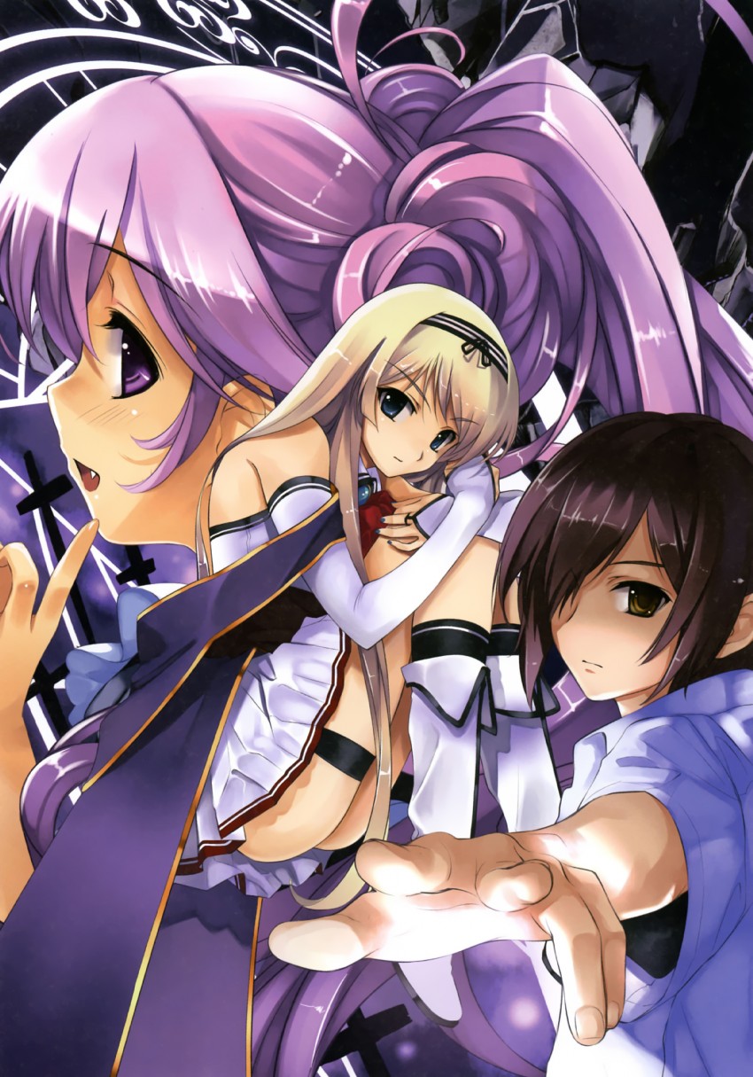 yorumirumi stolenberg, sugamu naito, and nunnally (boku to kanojo ni furu yoru) drawn by misaki_kurehito