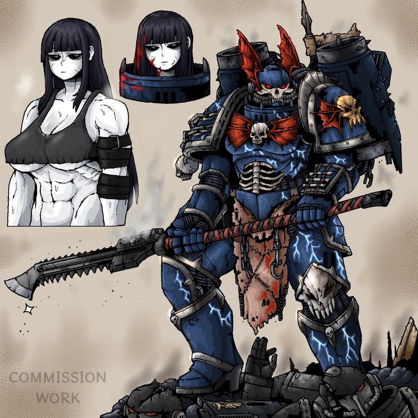 adeptus astartes and chaos space marine (warhammer 40k) drawn by octosoup