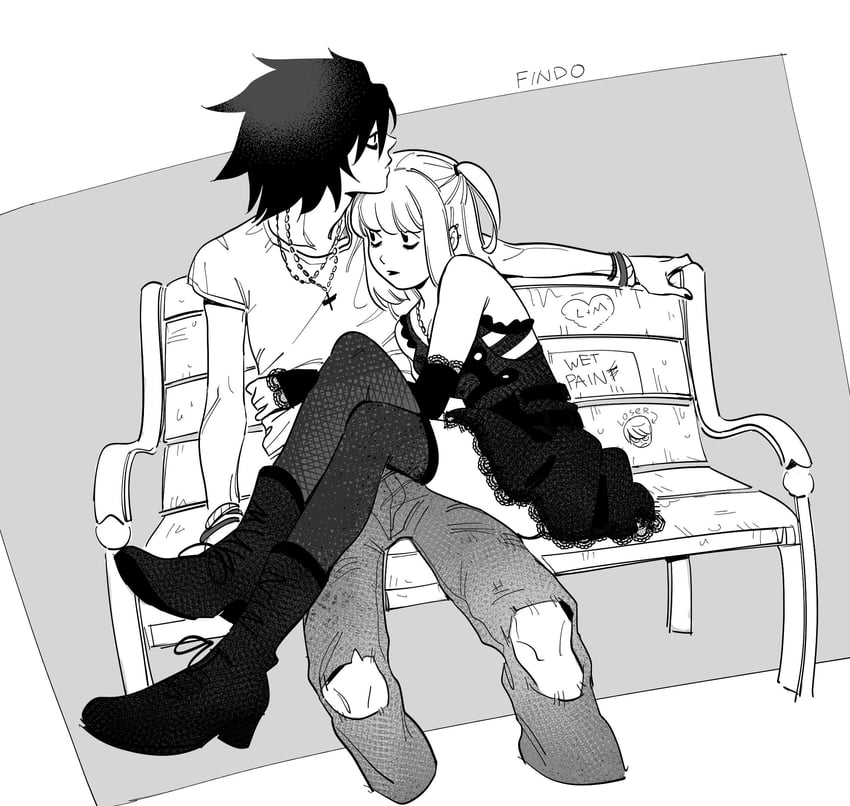 yagami light, l, and amane misa (death note) drawn by findoworld