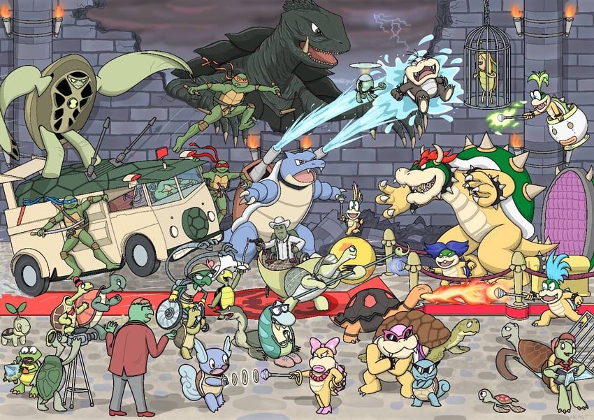 bowser, squirtle, turtwig, blastoise, wartortle, and 20 more (pokemon and 10 more) drawn by l0lm4tt