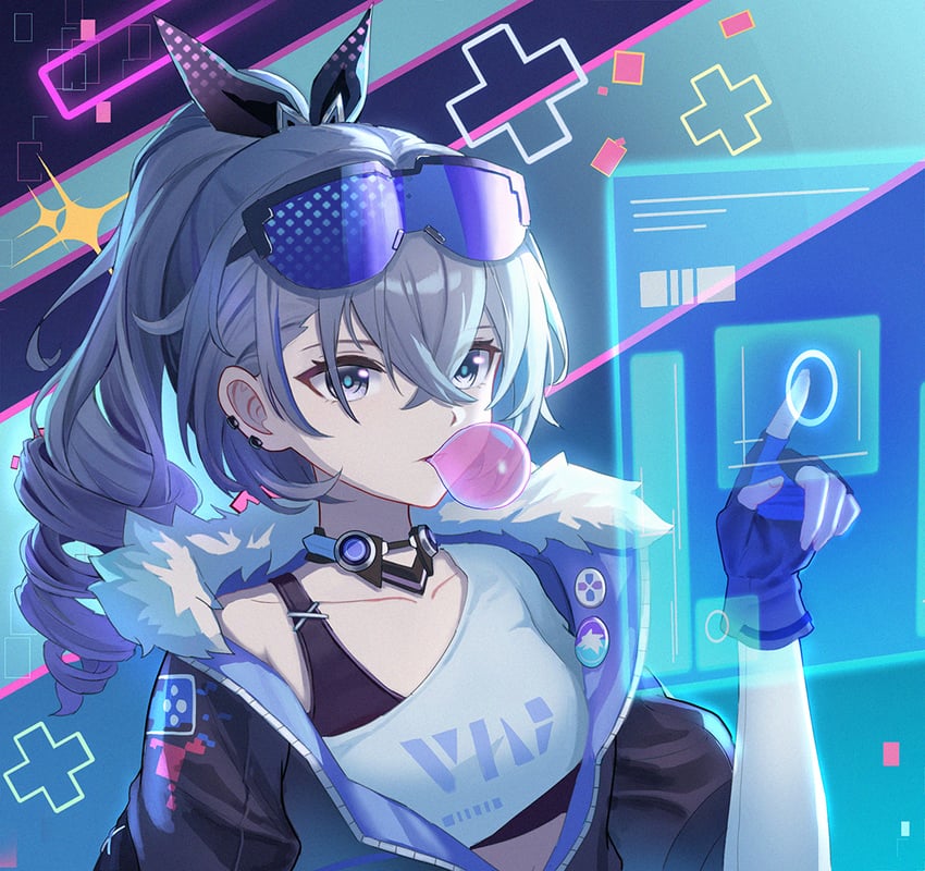 silver wolf (honkai and 1 more) drawn by longyu_(17767756)