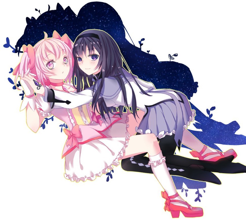 akemi homura and kaname madoka (mahou shoujo madoka magica) drawn by mame_(yangqi787)