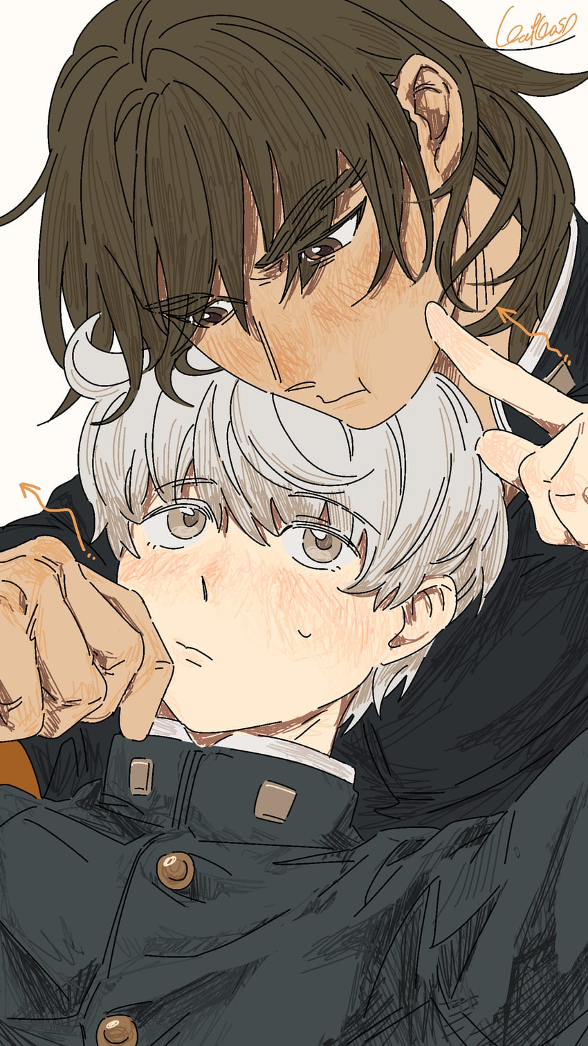 okino tsukasa and hijiyama takatoshi (juusan kihei bouei ken) drawn by sdkafka