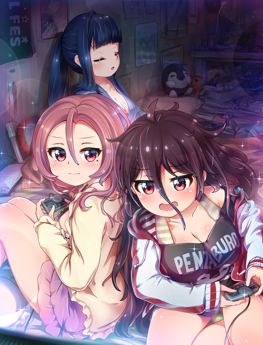 tsubuzaki anko, kusunoki asuha, and serizawa renge (battle girl high school) drawn by tamanegi_(12030028)