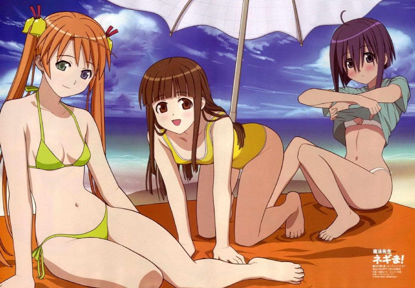 kagurazaka asuna, miyazaki nodoka, and konoe konoka (megami magazine and 1 more) drawn by katou_hatsue