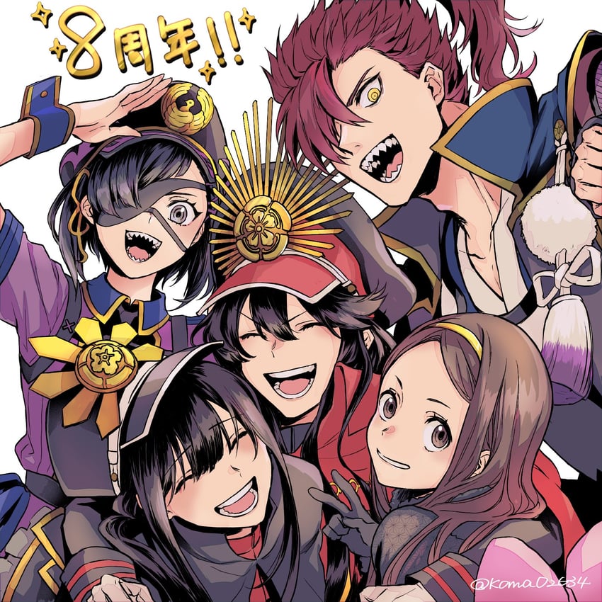 oda nobunaga, oda nobukatsu, chacha, mori nagayoshi, and mysterious ranmaru x (fate and 1 more) drawn by koma02634