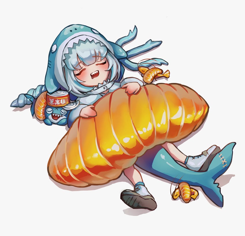 gawr gura, bloop, and ebi-chan (hololive and 1 more) drawn by maomao_dashi