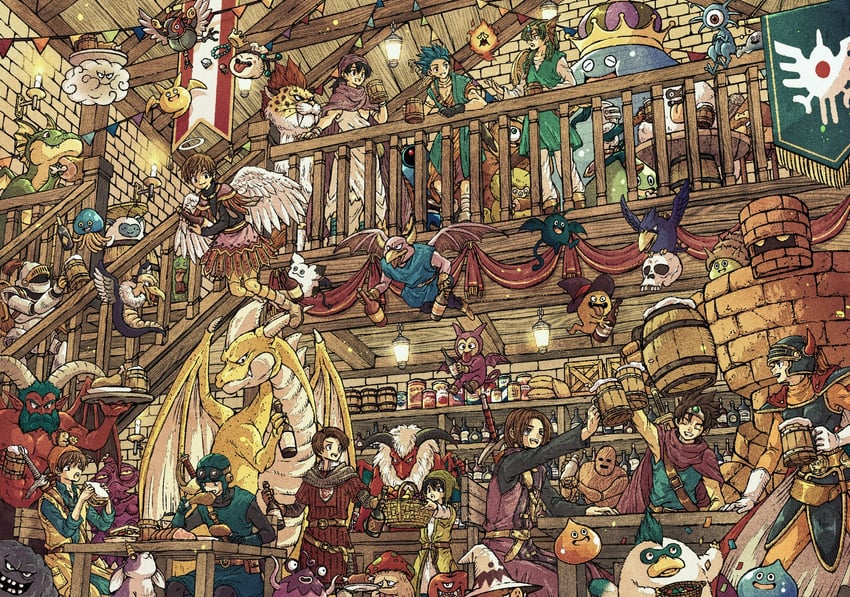 slime, roto, prince of lorasia, hero, healslime, and 18 more (dragon quest and 11 more) drawn by toriga