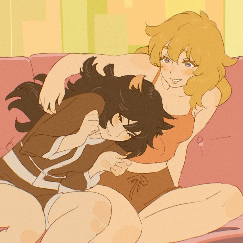 yang xiao long and blake belladonna (rwby) drawn by 55bata6rou