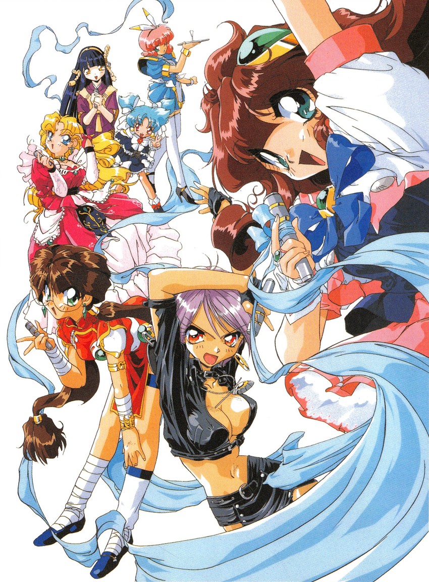 corvette hiyards, mimu emilton, ranrang palpu, suzukaze shion, ruka essenpolka, and 2 more (idol project) drawn by suzuki_noritaka