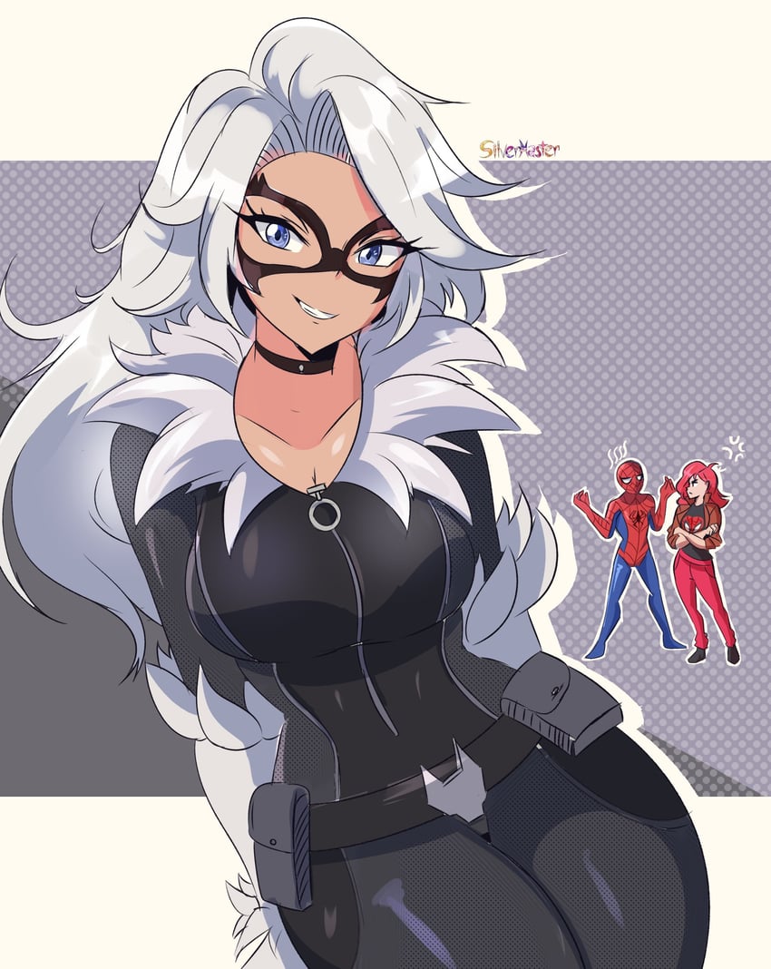 spider-man, black cat, felicia hardy, and mary jane watson (marvel and 2 more) drawn by master67silver