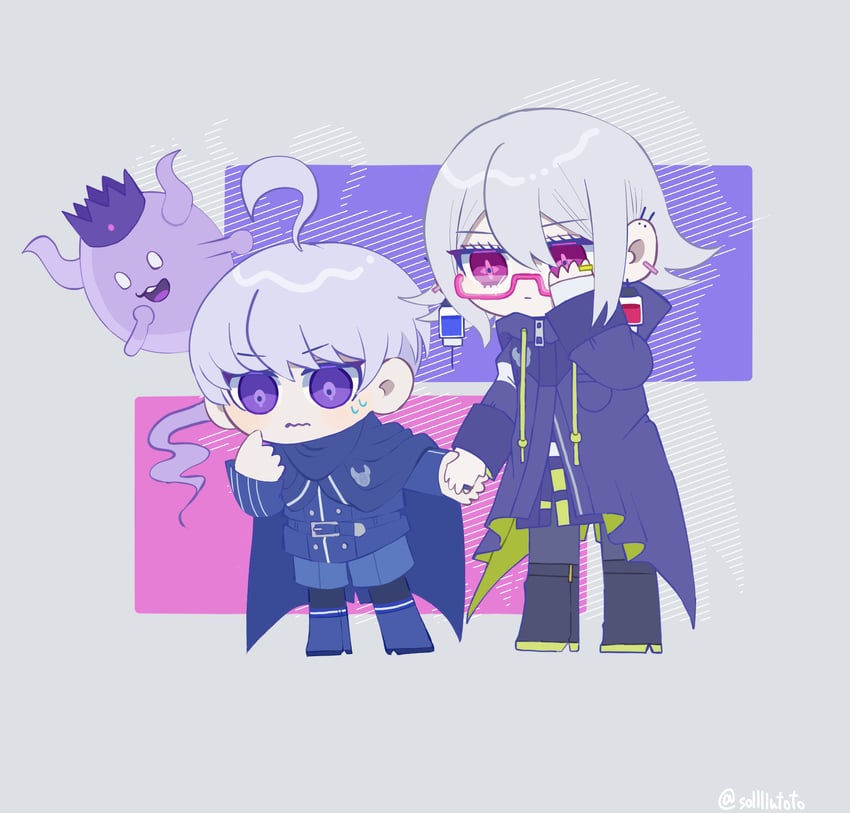 yuma kokohead, shinigami, and halara nightmare (master detective archives: rain code) drawn by solu_(sollllutoto)