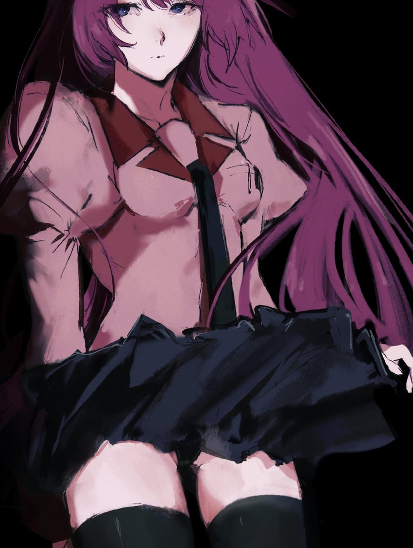 senjougahara hitagi (monogatari and 1 more) drawn by moku_(muooku)
