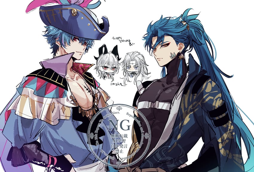zani, brant, jiyan, and calcharo (wuthering waves) drawn by 09wave_hb