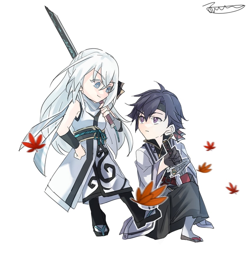 rean schwarzer and shizuna rem misurugi (eiyuu densetsu and 2 more) drawn by yachi337