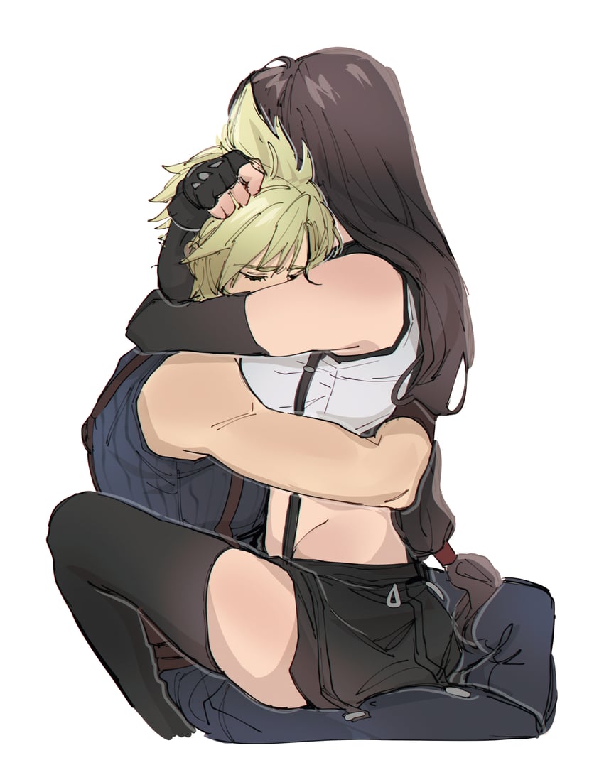 tifa lockhart and cloud strife (final fantasy and 2 more) drawn by pudelmudel