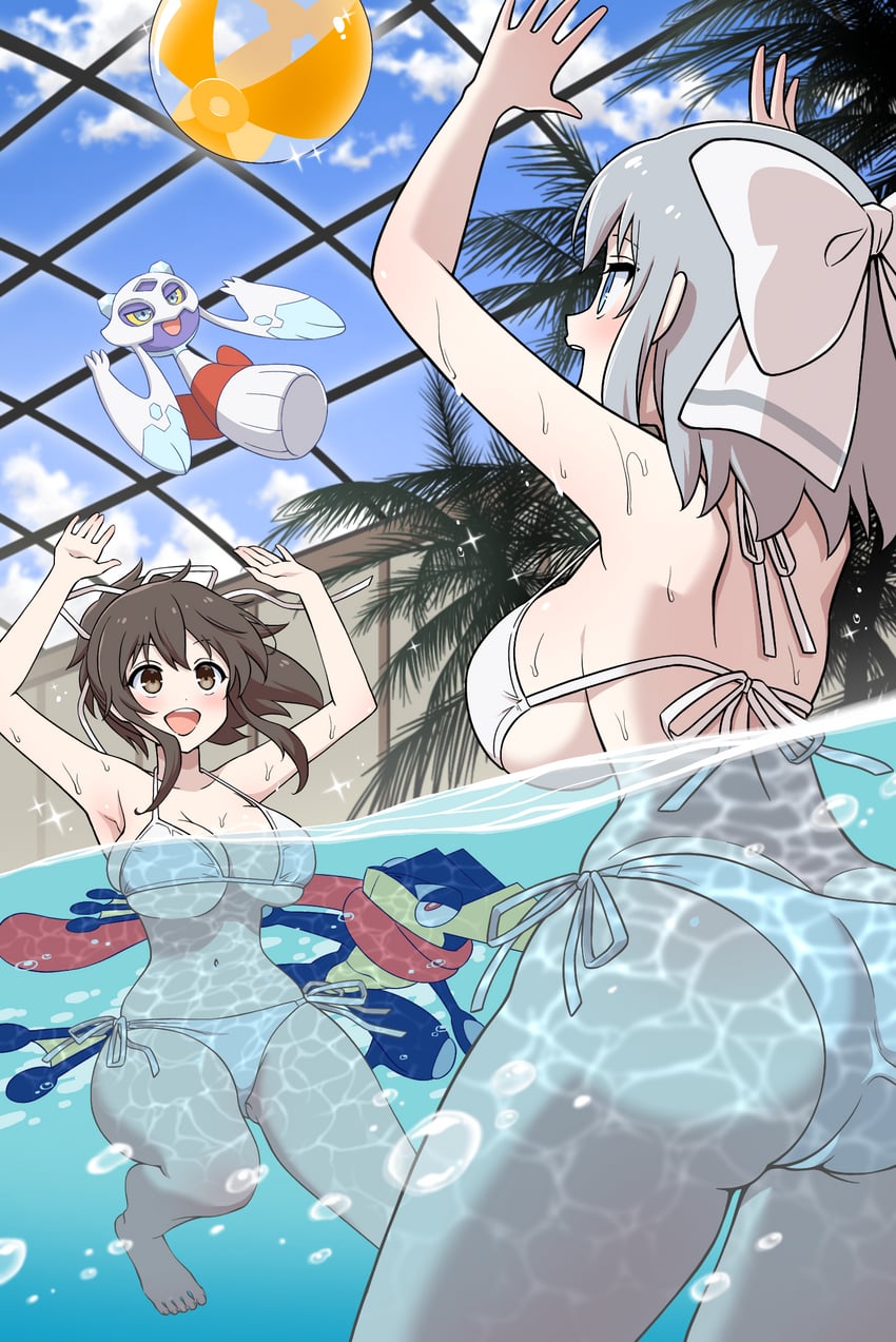 yumi, greninja, asuka, and froslass (pokemon and 5 more) drawn by risapaso