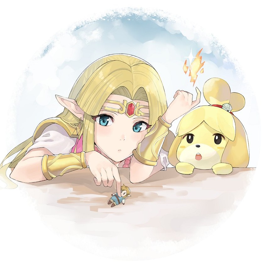 link, princess zelda, and isabelle (the legend of zelda and 4 more) drawn by j@ck