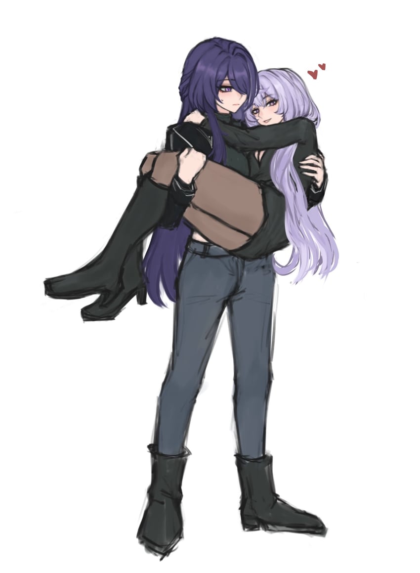 acheron and black swan (honkai and 1 more) drawn by a_ai_ri