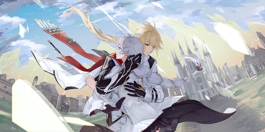 kallen kaslana and otto apocalypse (honkai and 1 more) drawn by fuyewanshigu