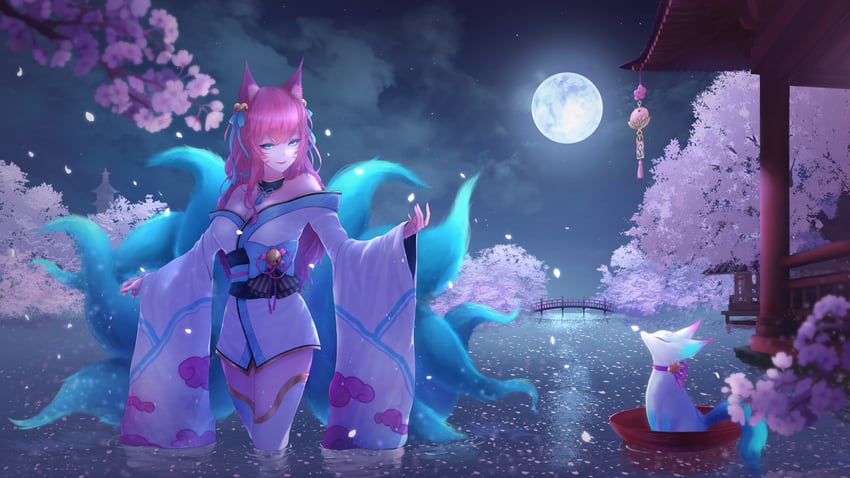 ahri and spirit blossom ahri (league of legends) drawn by ikumiy