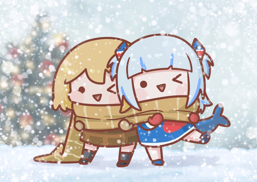 gawr gura and watson amelia (hololive and 1 more) drawn by phdpigeon