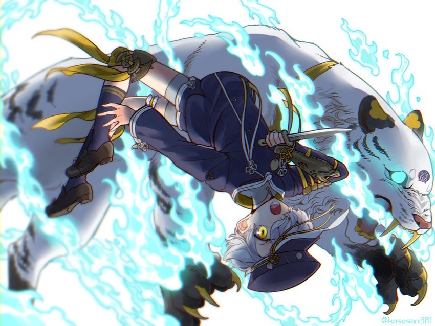 gokotai and gokotai's tigers (touken ranbu) drawn by chori_(niisan)