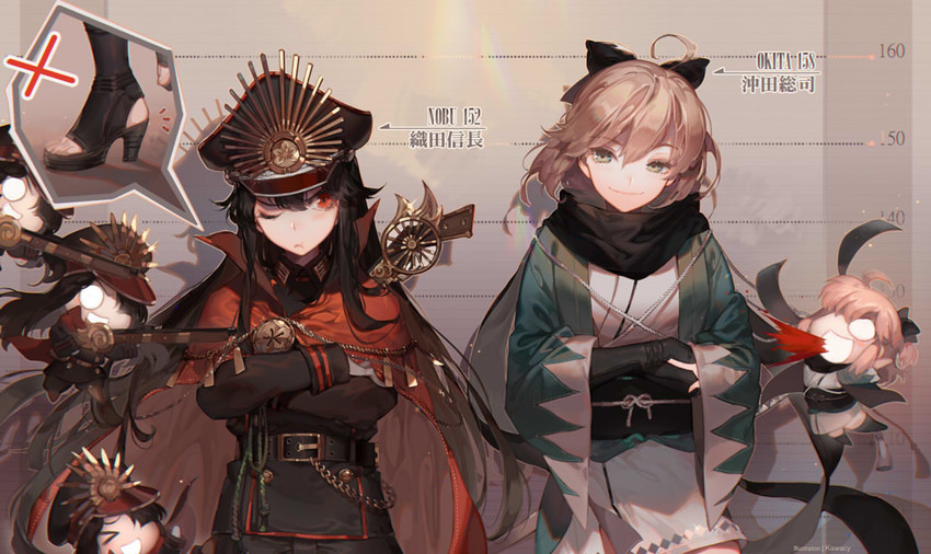 okita souji and oda nobunaga (fate and 2 more) drawn by kawacy
