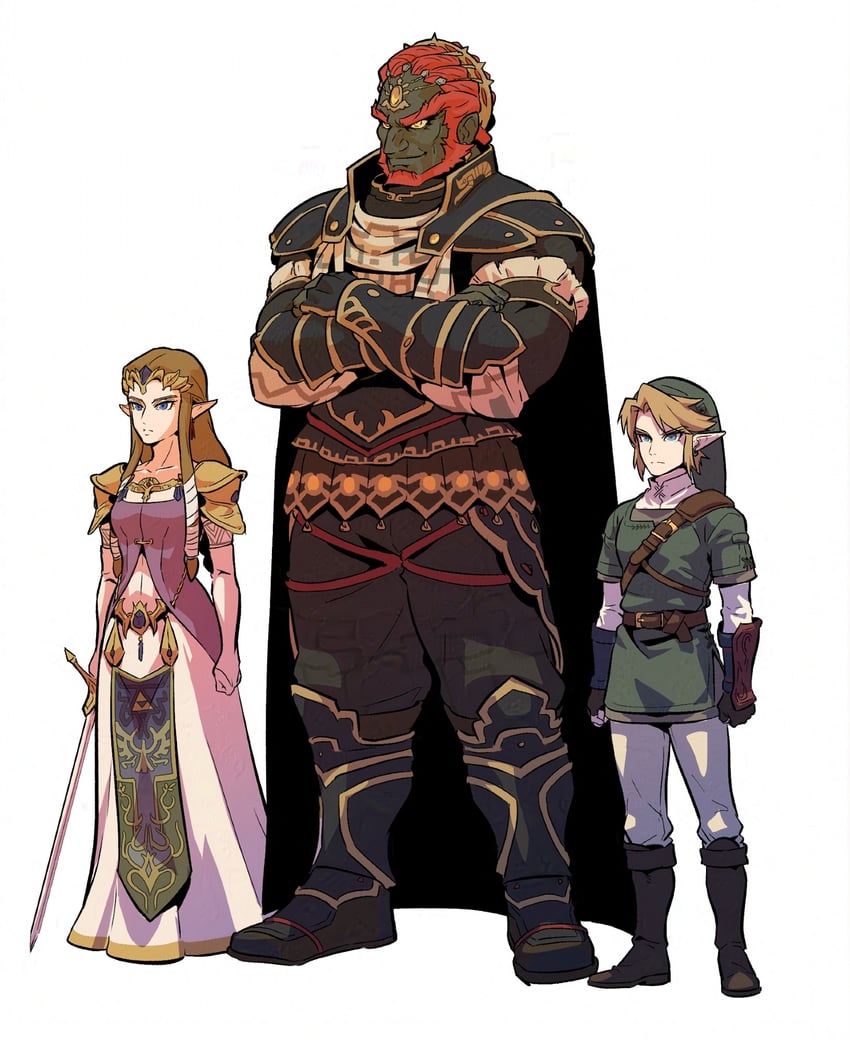 link, princess zelda, and ganondorf (the legend of zelda and 1 more) drawn by redlhzz