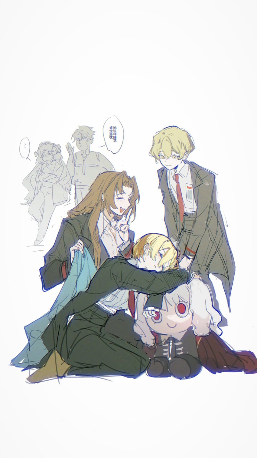 ishmael, don quixote, sinclair, heathcliff, rodion, and 1 more (project moon and 1 more) drawn by jingshenhuanghu