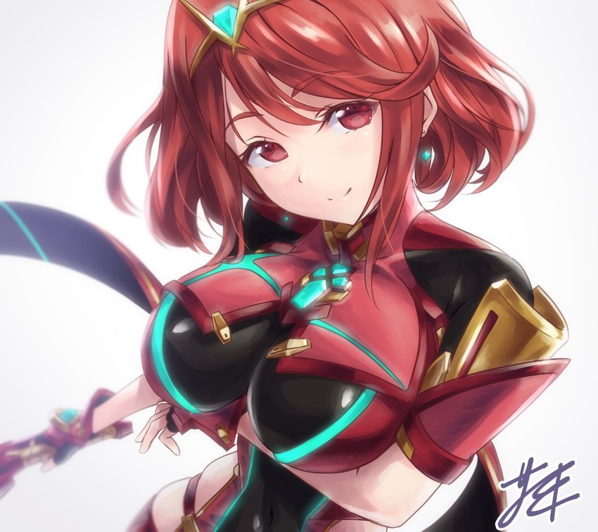 pyra (xenoblade chronicles and 1 more) drawn by yoshiomi