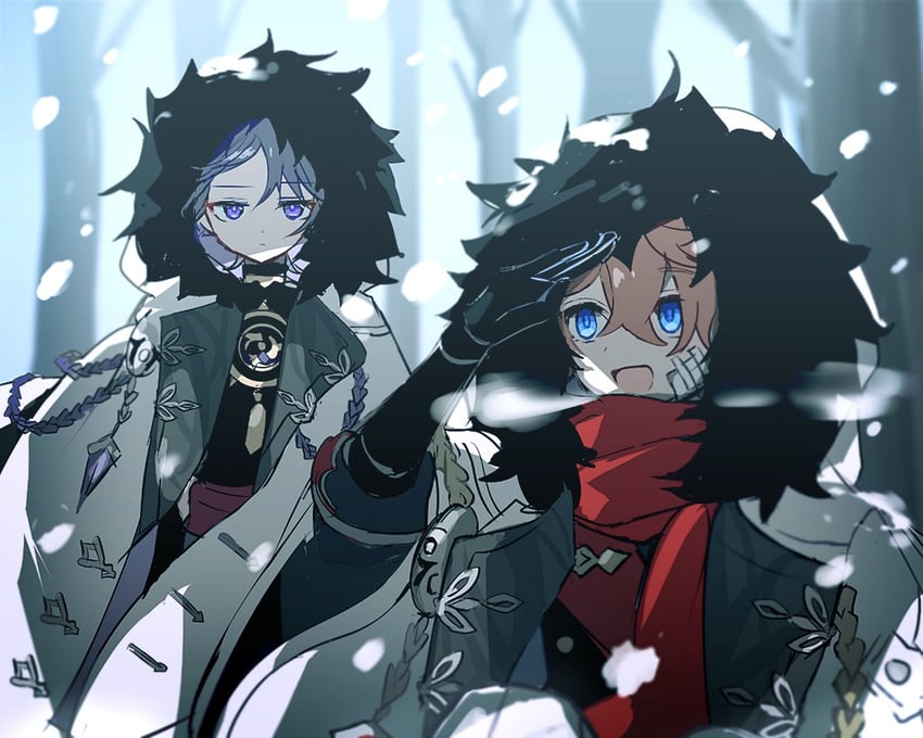 scaramouche and tartaglia (genshin impact) drawn by ra_suya