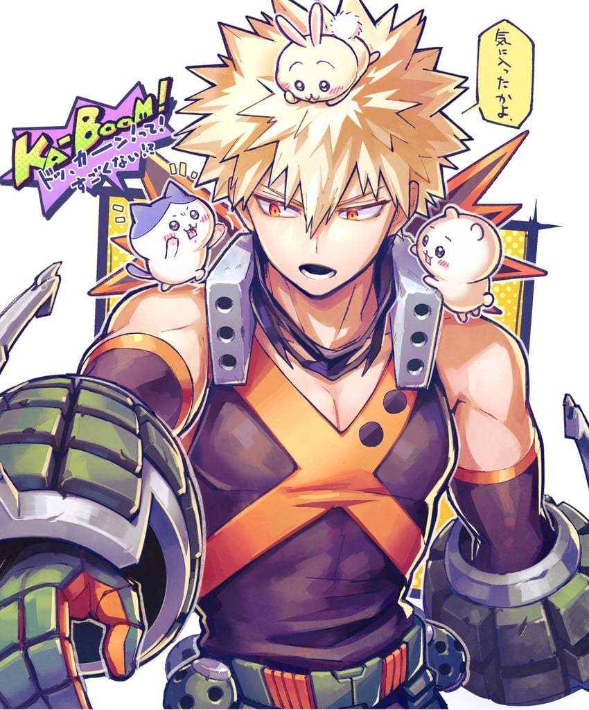 bakugou katsuki, chiikawa, hachiware, and usagi (boku no hero academia and 1 more) drawn by mecyo_(mamezurushiki)