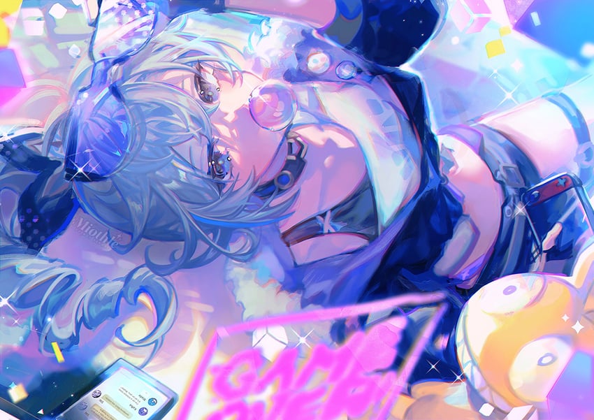 silver wolf and homu (honkai and 1 more) drawn by miothle