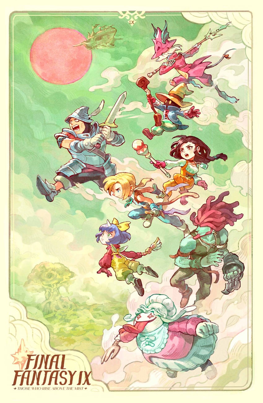 zidane tribal, garnet til alexandros xvii, vivi ornitier, eiko carol, freija crescent, and 3 more (final fantasy and 1 more) drawn by onemegawatt