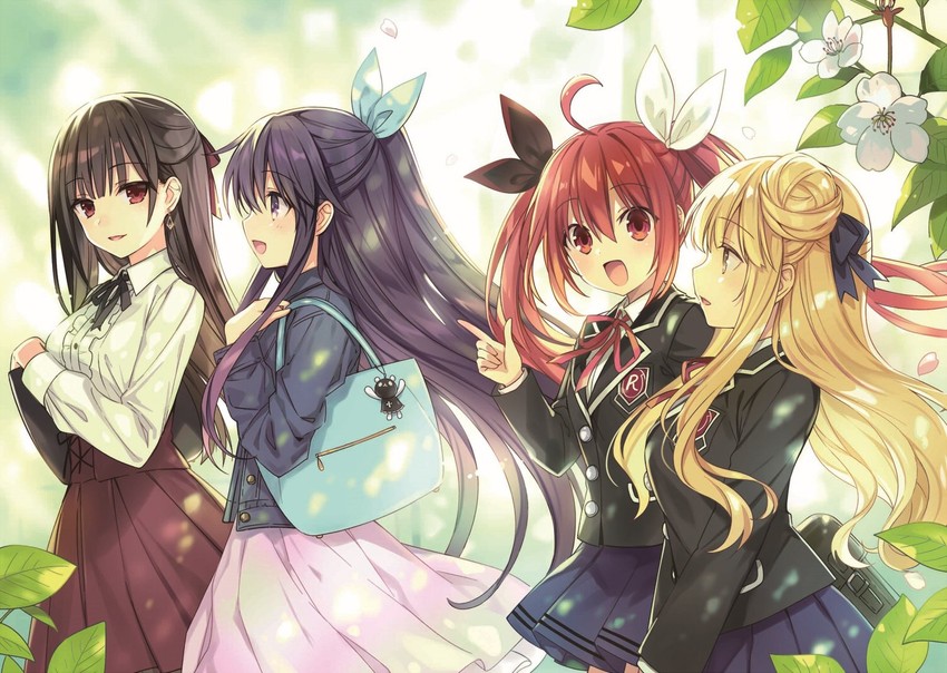 tokisaki kurumi, yatogami tohka, itsuka kotori, and hoshimiya mukuro (date a live) drawn by tsunako