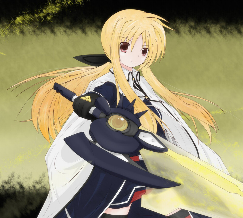 fate testarossa and bardiche (lyrical nanoha and 1 more) drawn by akisaka_yamoka