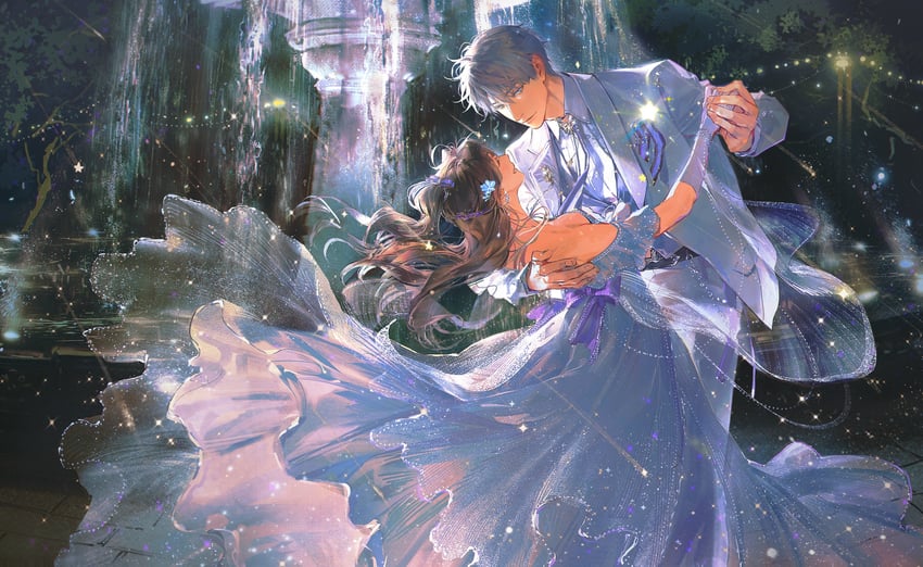 protagonist and xavier (love and deepspace) drawn by chimmyming