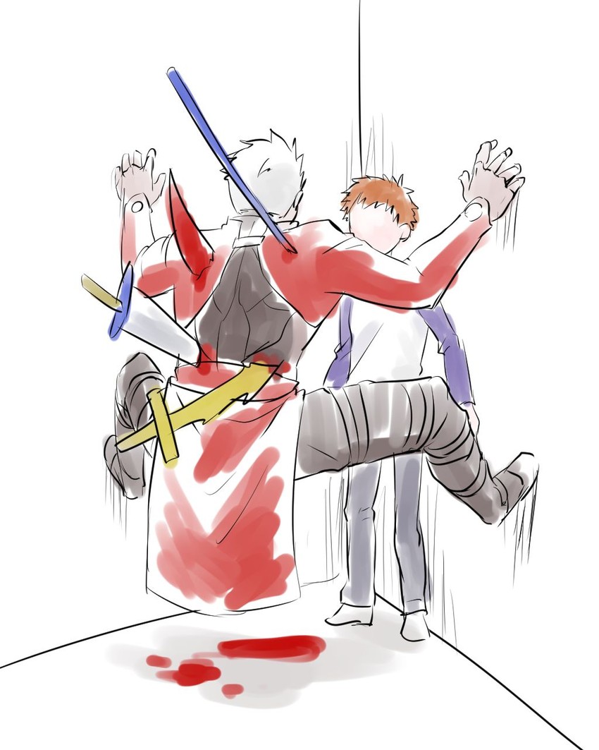emiya shirou and archer (fate and 1 more) drawn by heiheiniseta