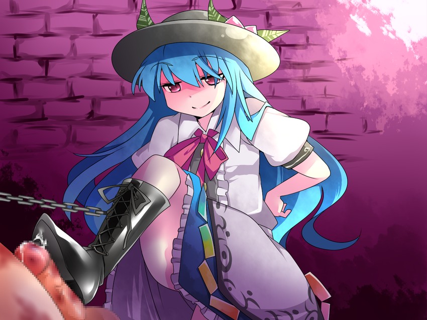hinanawi tenshi (touhou) drawn by hammer_(sunset_beach)