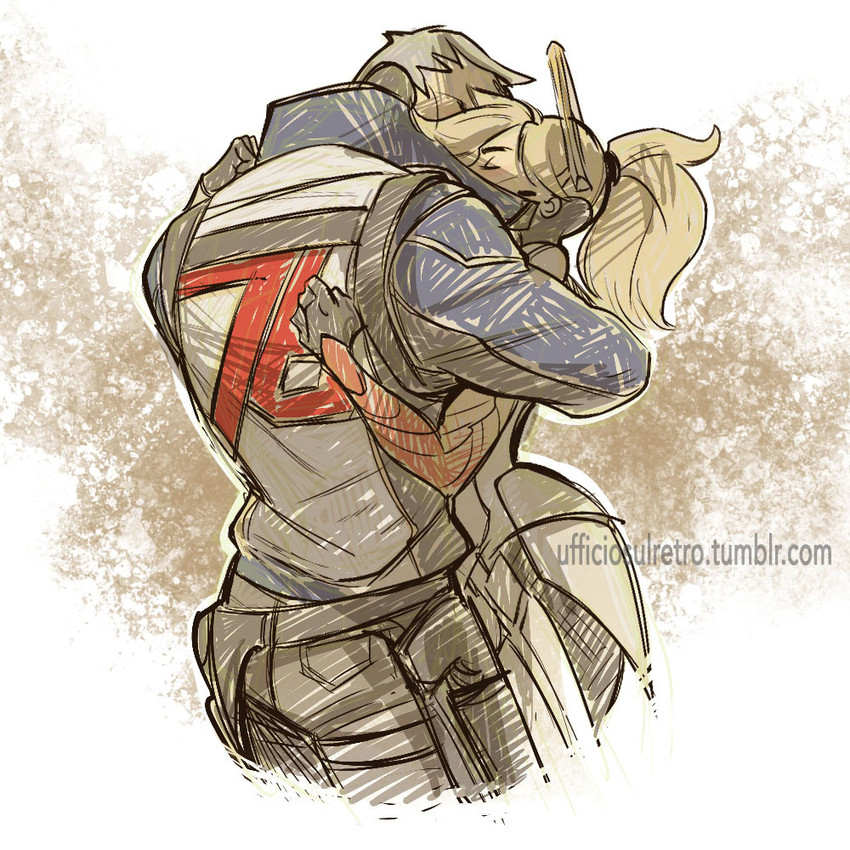 mercy and soldier: 76 (overwatch and 1 more) drawn by irene_andrea