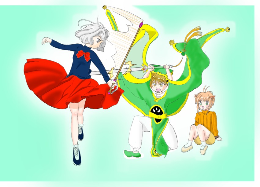 kinomoto sakura, li syaoran, sasaki rika, and sword (cardcaptor sakura) drawn by nito_deluxe