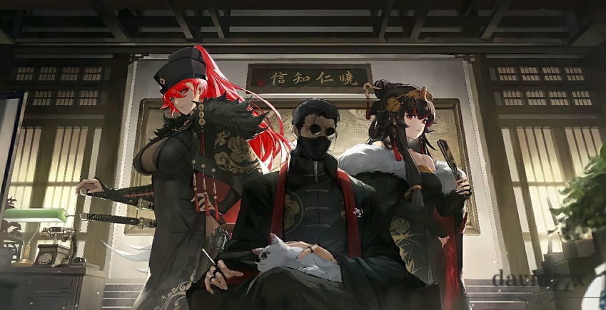 lucia, lucia: plume, vera, commandant, and vera: garnet (punishing: gray raven) drawn by david77x