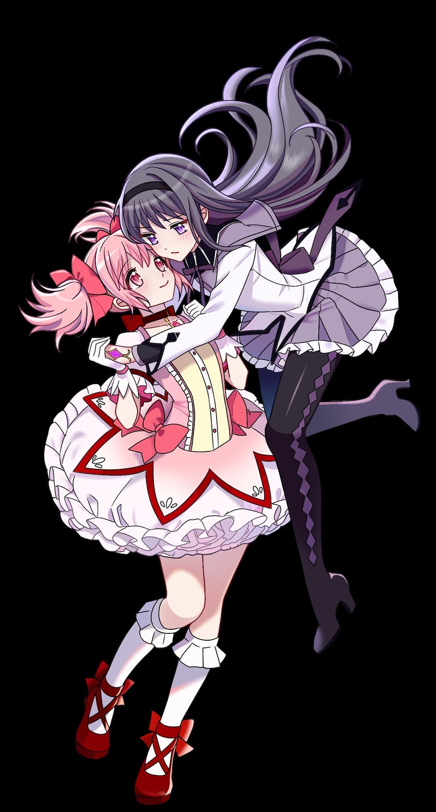 akemi homura and kaname madoka (mahou shoujo madoka magica) drawn by weikuaixinershengdemengjiang