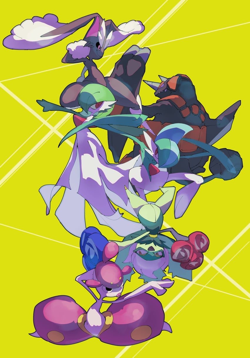 gardevoir, lopunny, gallade, roserade, mega lopunny, and 2 more (pokemon) drawn by 0_ici_0