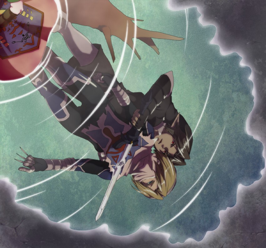 link, princess zelda, sheik, and dark link (the legend of zelda and 1 more) drawn by arumu