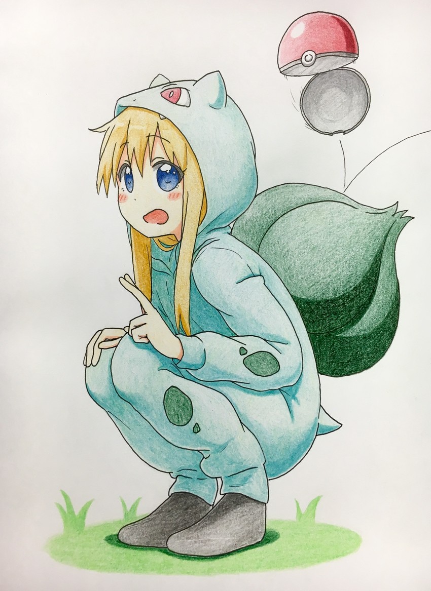 toshinou kyouko and bulbasaur (pokemon and 1 more) drawn by dokka_no_kuni_no_kokuou