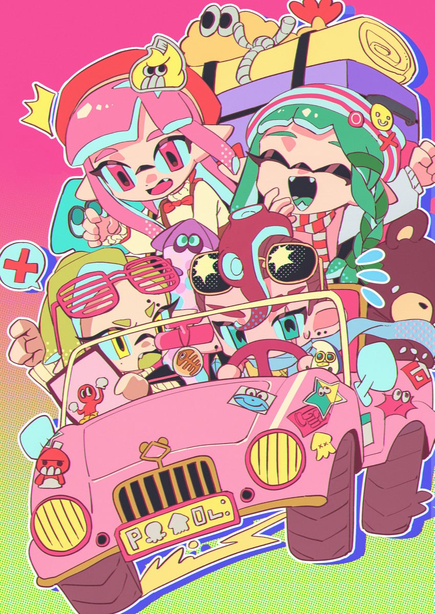 inkling player character, inkling girl, octoling player character, and octoling boy (splatoon and 1 more) drawn by namazuoku