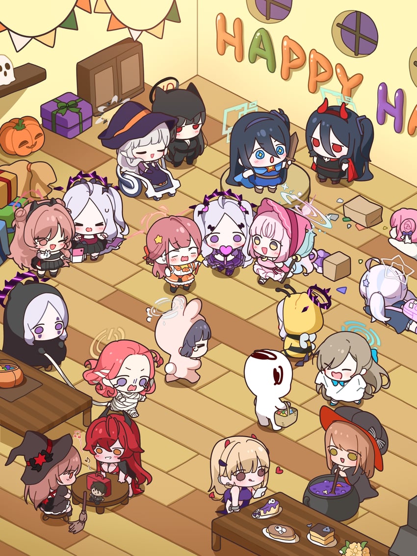 sensei, doodle sensei, asuna, hina, mika, and 15 more (blue archive and 1 more) drawn by uz_(uzru0428)
